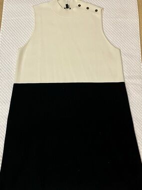 Talbots Cream Knit Sweater Dresswith Shoulder Button Detail